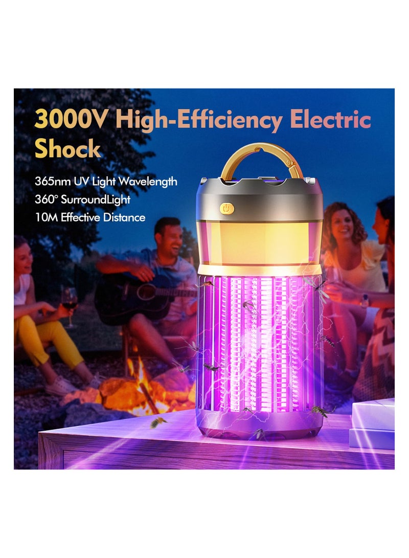 Electric Fly Catcher, Insect Pest Fly Killer, 2000mAh Rechargeable Mosquito Killer, 3 in 1 Killer Night Lighting Lamp, 360° Attract Zap Flying Insect For Indoor Outdoor, Backyard Camping