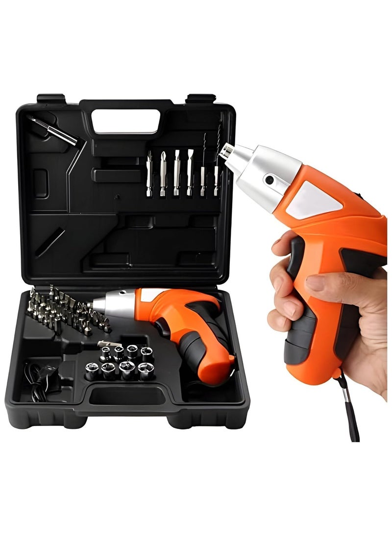 45pcs Cordless Rechargable Power Screwdriver Set With Bidirectional Button and LED Light