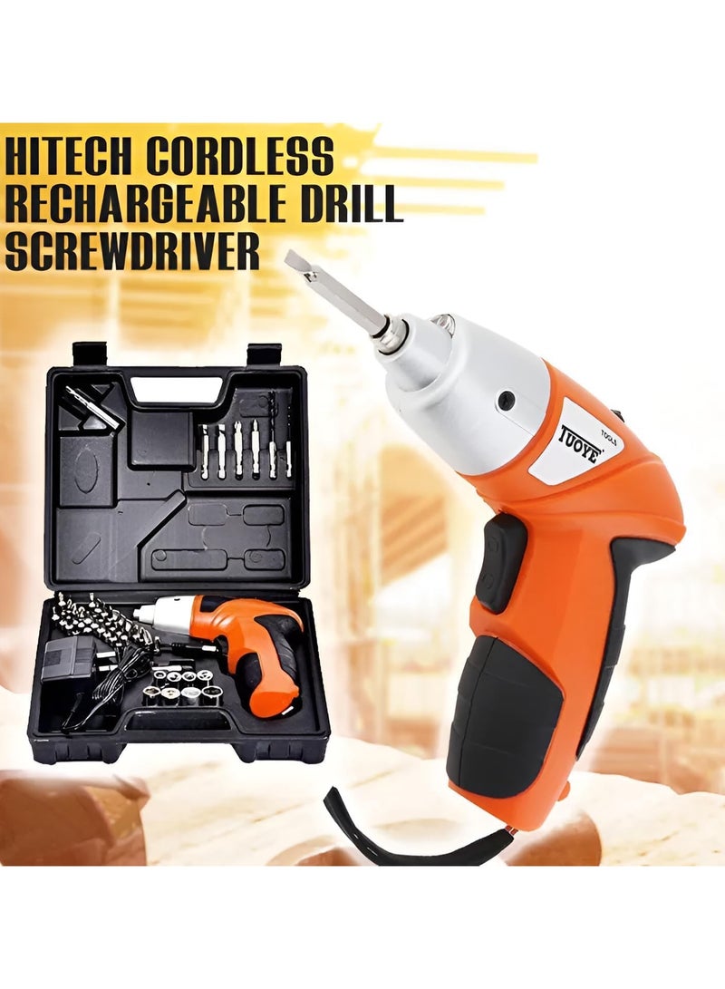 45pcs Cordless Rechargable Power Screwdriver Set With Bidirectional Button and LED Light