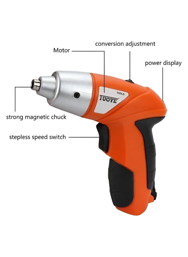 45pcs Cordless Rechargable Power Screwdriver Set With Bidirectional Button and LED Light