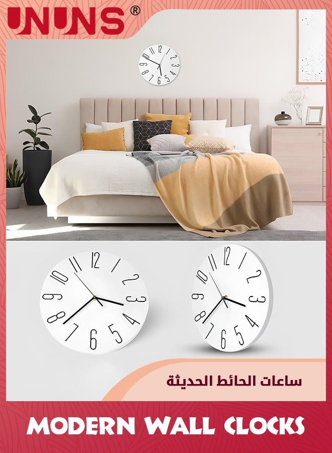 Wall Clock,30cm/12 Inch Silent Non-Ticking Wall Clock,Modern Minimalist Clocks,Battery Operated,Simple Wooden Decorative Clock For Home Bedroom Kitchen Living Room Office School,Pearl White