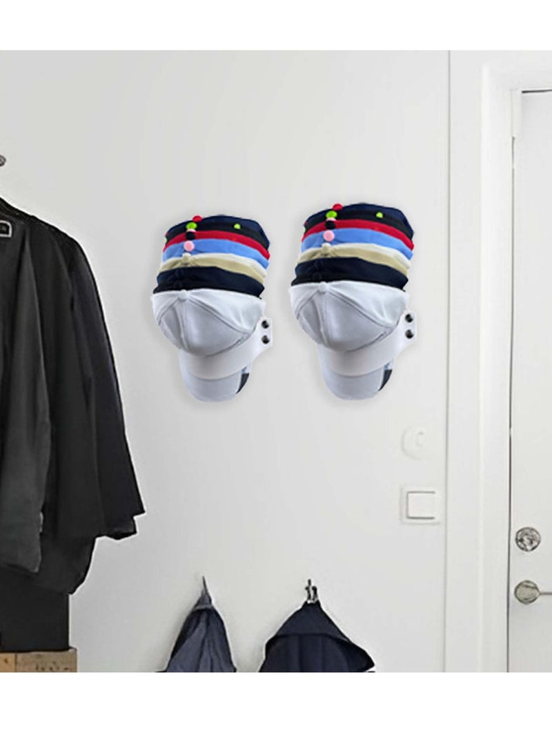 Wall Mounted Hat Rack Set, 2 Pieces PU Hat Organizer for Baseball Caps, Includes Screws and Rubber Pads for Easy Installation