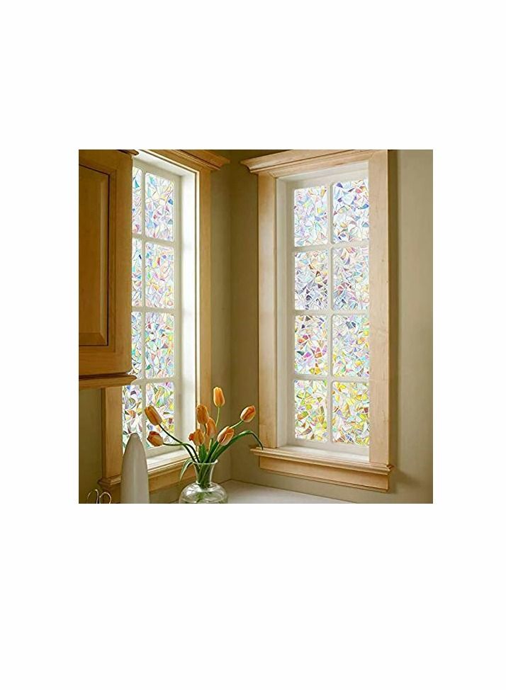 Window Film Decorative Privacy Film 3D No Glue Holographic Glass Sticker for Glass Door Home House Ofiice Heat Control Anti UV 17.5 x 78.7 inches