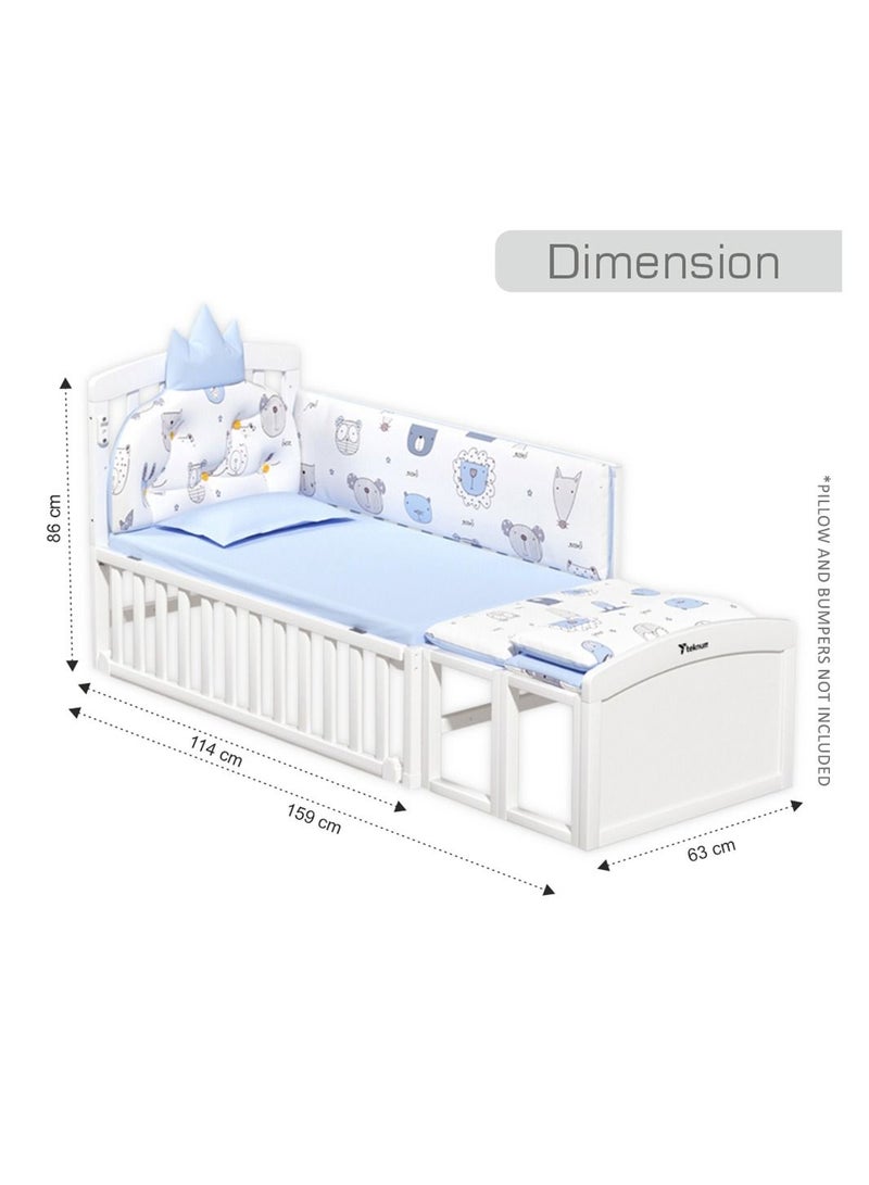 7-In-1 Convertible Bedside Crib With Mattress, Mosquito Net And Detachable Wheels, 0 - 12 Years, White