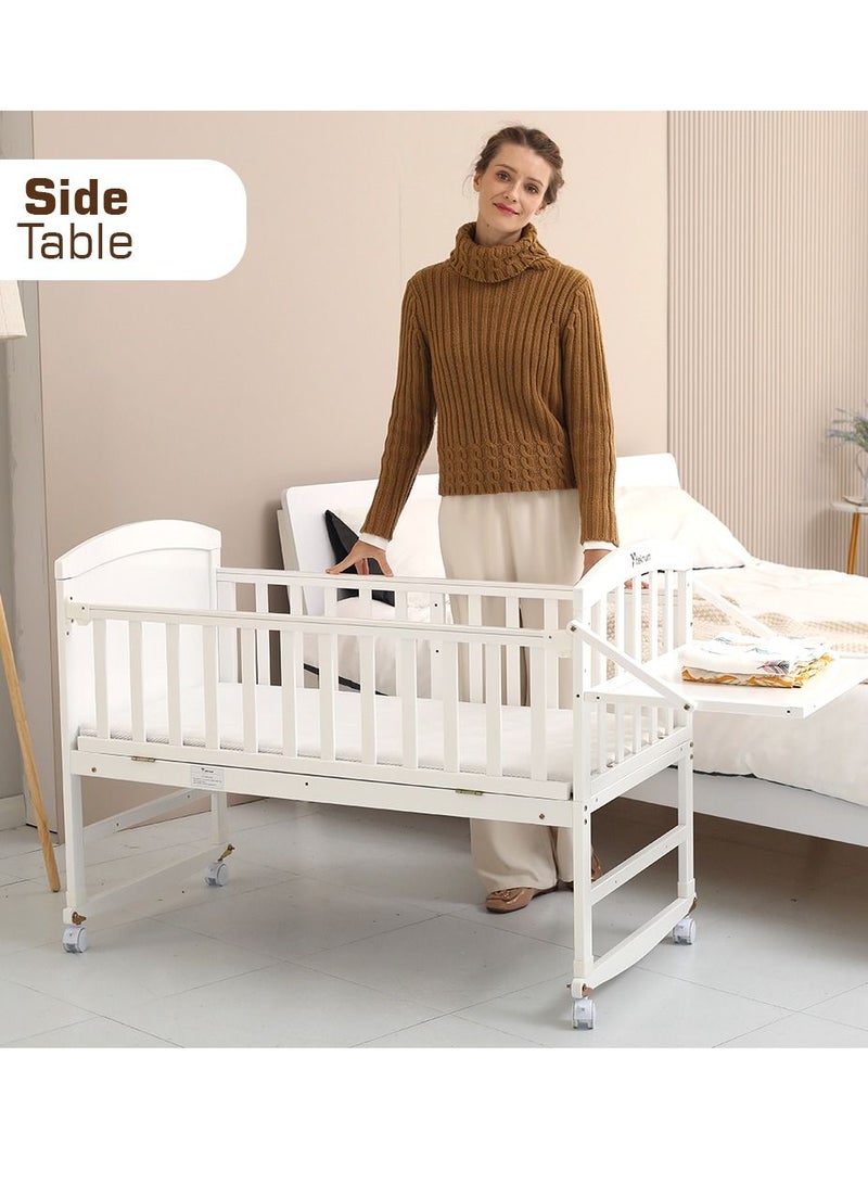 7-In-1 Convertible Bedside Crib With Mattress, Mosquito Net And Detachable Wheels, 0 - 12 Years, White