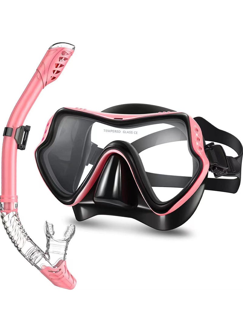 Diving Mask Snorkeling Mask with Latest Dry Top Breathing System,Fold 180°Panoramic Diving Snorkeling Goggles Tempered Glass Anti-Fog Anti-Leak Snorkeling Gear for Adults and Youth.
