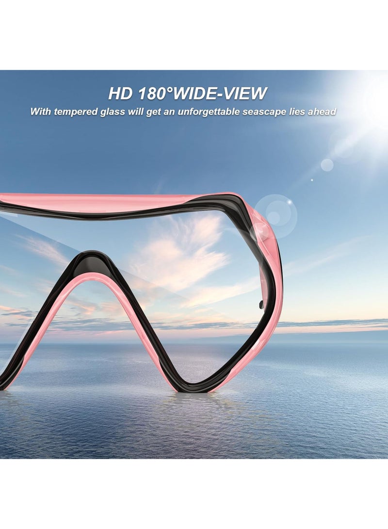 Diving Mask Snorkeling Mask with Latest Dry Top Breathing System,Fold 180°Panoramic Diving Snorkeling Goggles Tempered Glass Anti-Fog Anti-Leak Snorkeling Gear for Adults and Youth.