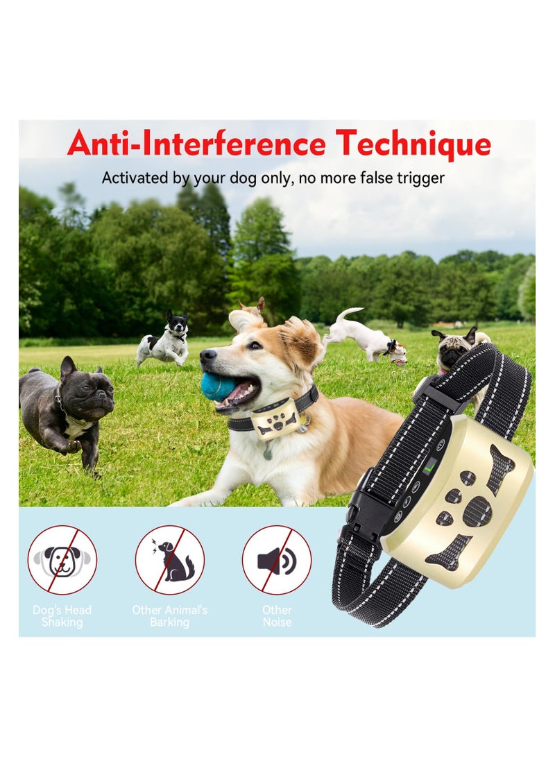 Dog Bark Collar, Rechargeable Bark Collar No Shock for Dogs with Beep Vibration Shock, Anti Bark Collars for Large Medium Small Dogs with 7 Level Sensitivity Adjustable and 4 Stop Barking Modes