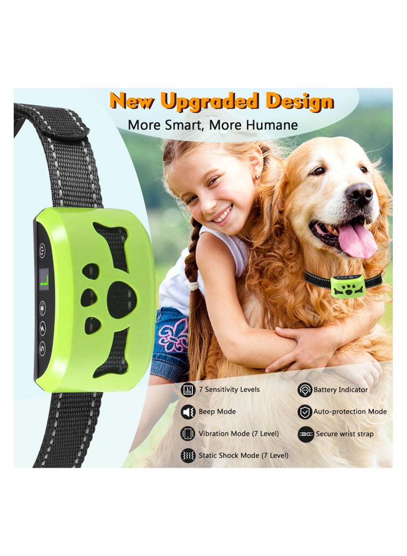 Dog Bark Collar, Rechargeable Bark Collar No Shock for Dogs with Beep Vibration Shock, Anti Bark Collars for Large Medium Small Dogs with 7 Level Sensitivity Adjustable and 4 Stop Barking Modes