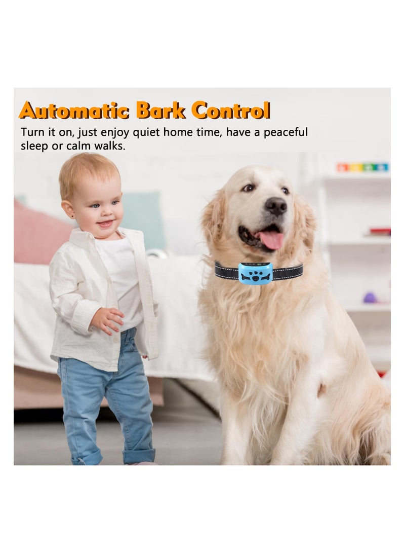 Dog Bark Collar, Rechargeable Bark Collar No Shock for Dogs with Beep Vibration Shock, Anti Bark Collars for Large Medium Small Dogs with 7 Level Sensitivity Adjustable and 4 Stop Barking Modes