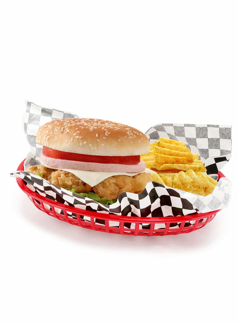 Bread Baskets, Reusable Oval Plastic Food Serving Baskets, Microwave& Dishwasher Safe Food Grade Plastic Food Tray for Party Picnic BBQ Burger Fries Sandwiches 9.4