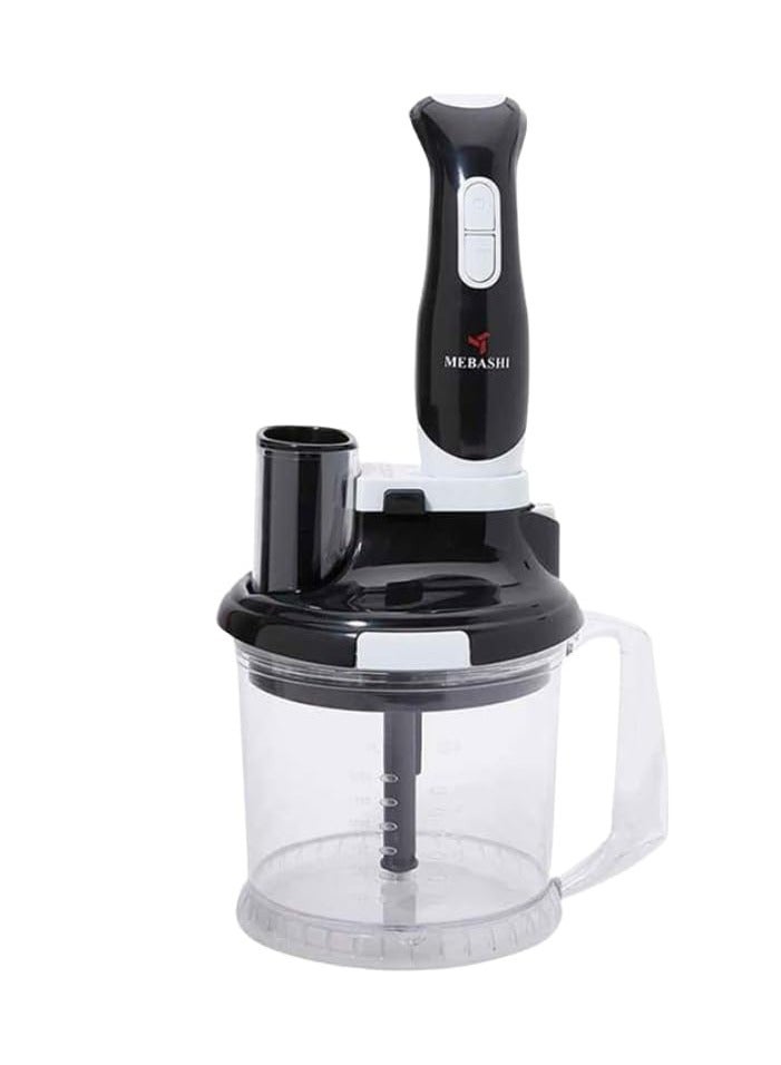 MEBASHI ME-HBL1001B 14 in 1 Hand Blender, Variable Speed, Long Life DC Motor, Turbo Button, Unique C Blade, Ergonomic Design, Black-White (450W)