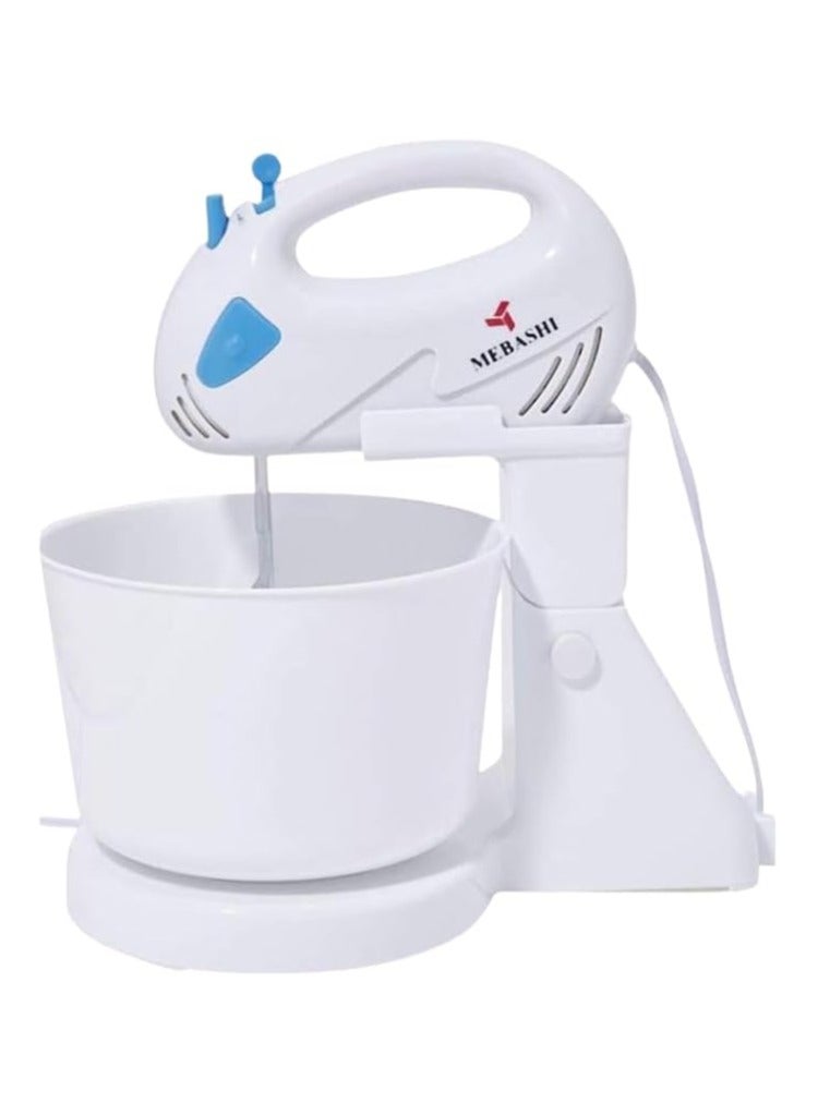 MEBASHI 7-Speed Bowl Mixer with One-Touch Beater Ejection – 2L Capacity, Milk White (BWM1606PP)(150W)