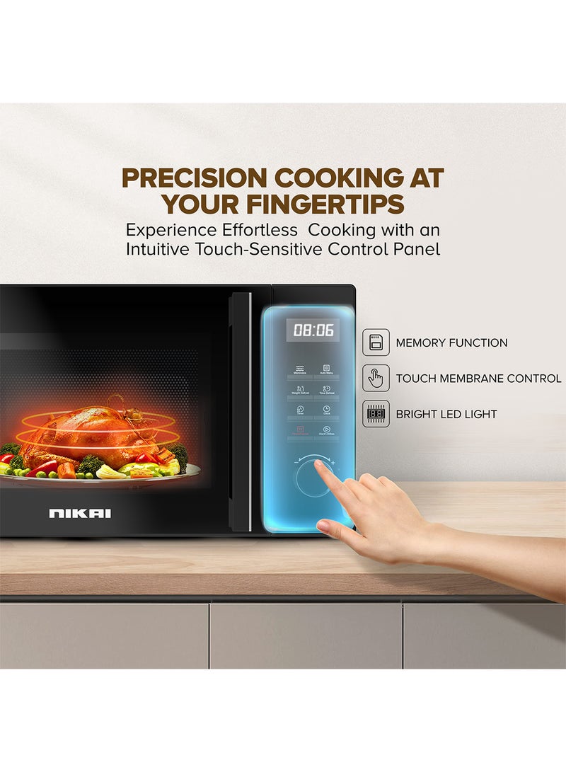25L Microwave Oven with Digital Touch Control Panel, 30 Sec Express Start, 8 Auto Preset Menu,  5 Power Levels, Perfect for Instant Reheating, Defrosting & Cooking, Child Safety Lock, Convenient Pull Hand Door 25 L 800 W NMO2610DB Black