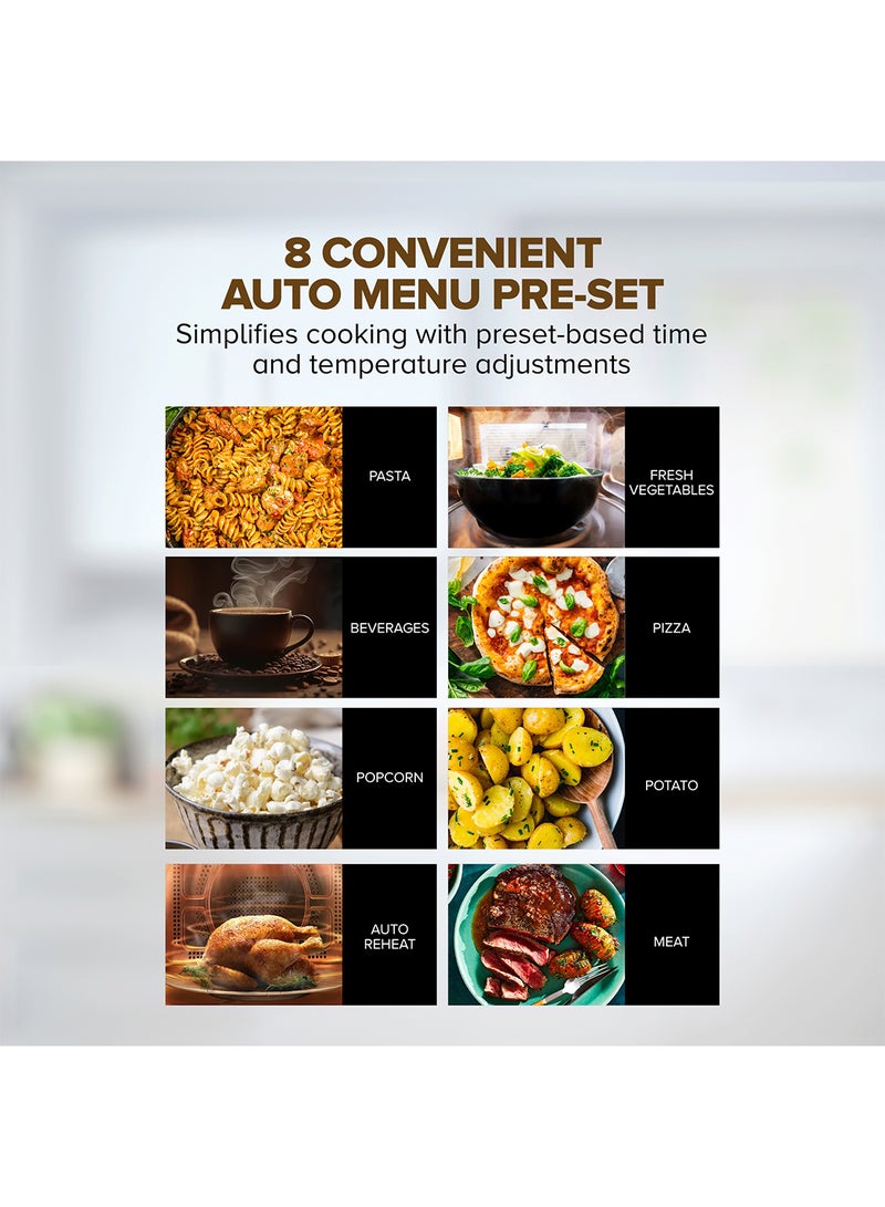 25L Microwave Oven with Digital Touch Control Panel, 30 Sec Express Start, 8 Auto Preset Menu,  5 Power Levels, Perfect for Instant Reheating, Defrosting & Cooking, Child Safety Lock, Convenient Pull Hand Door 25 L 800 W NMO2610DB Black