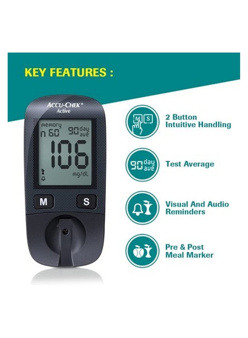 Active Bundle Blood Glucose Monitor With Active 50 Test Strips Plus Sofclix - 100 Lancets