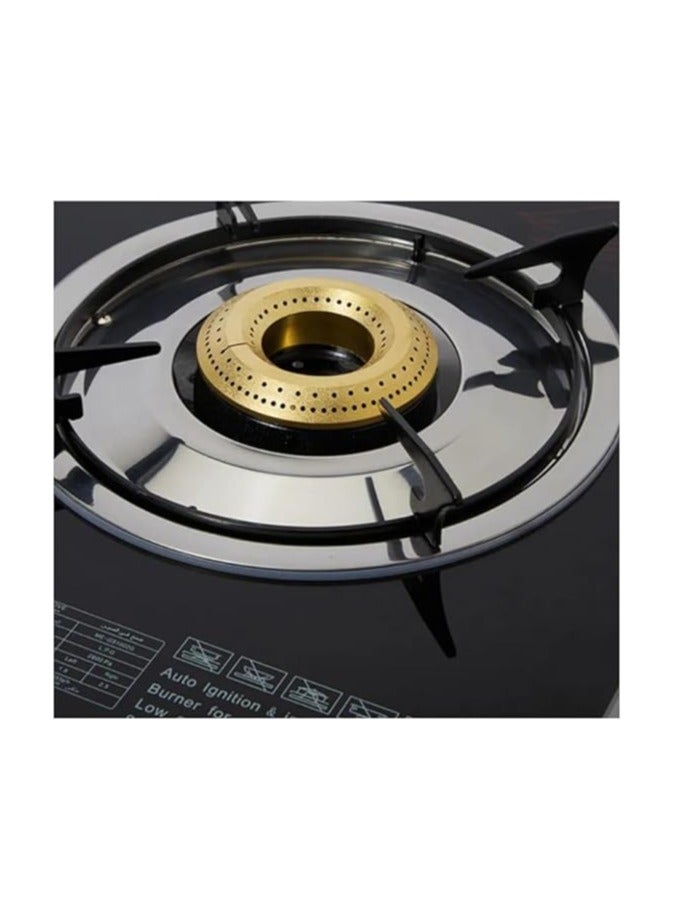 MEBASHI Single Burner Gas Stove | Red Tempered Glass with Heavy Cast Iron Burner, Auto Ignition & Italian Technology (ME-GS1004G1)