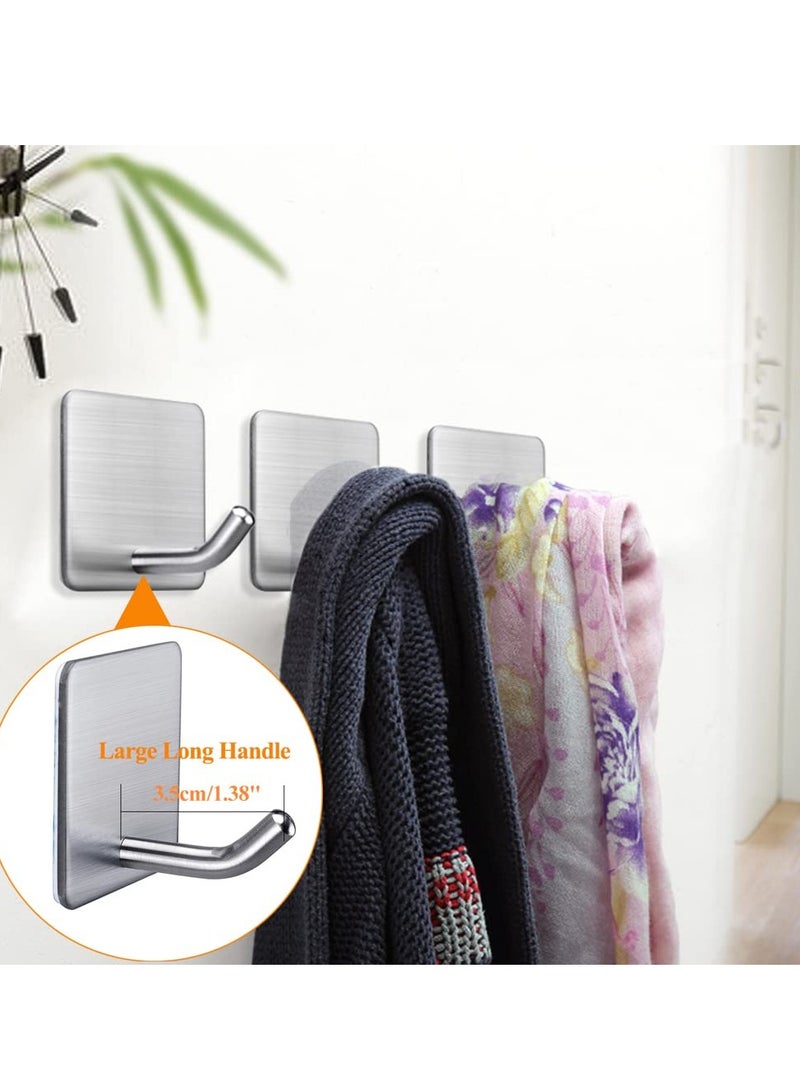 Heavy Duty Adhesive Hooks Towel Hook Stick on Hooks Wall Hangers Waterproof Stainless Steel Sticky Hooks for Hanging Bathroom Kitchen Home 4 Packs