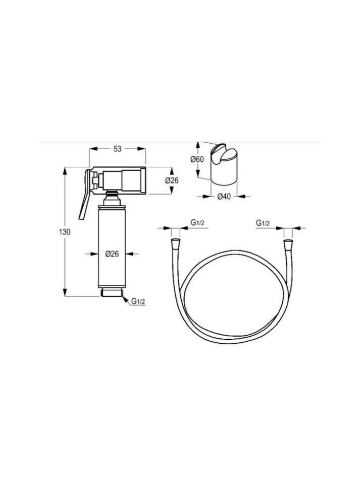 Kludi Rak Brass Shattaf with supreme hose & wall bracket Gold