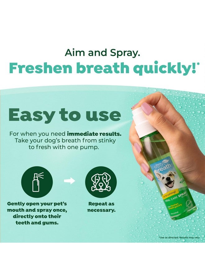 Fresh Breath Oral Care Spray For Dogs & Cats | Dog Breath Spray | Mint Breath Freshener | Pet Bad Breath Treatment | Made In The Usa | 4 Oz