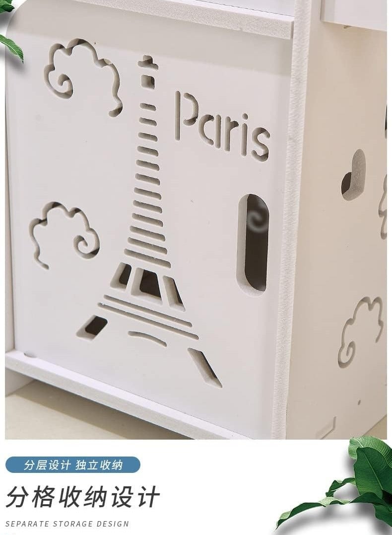 Bathroom Cabinet Floor-Standing White Wood Board Cupboard Waterproof Shelf