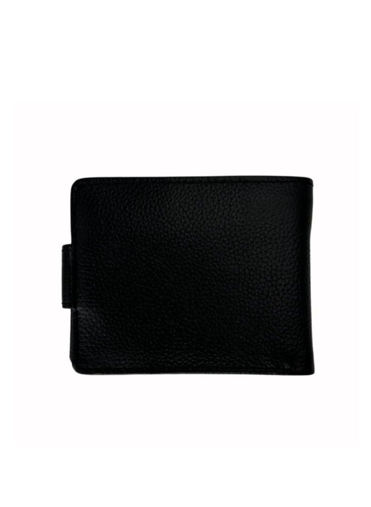 Classic Black Leather Wallet, ID Window, 9 Card Slots