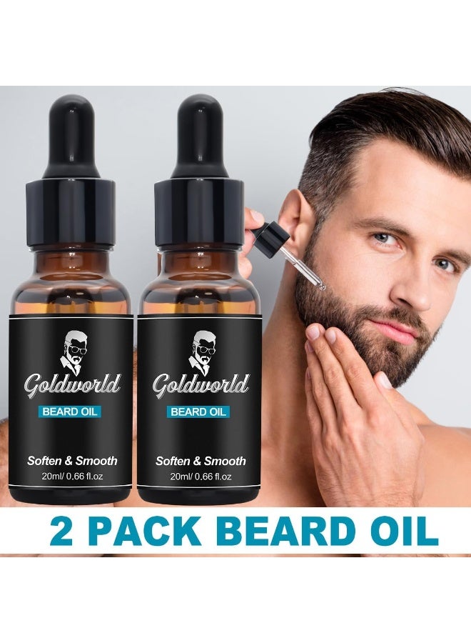 Beard Care And Grooming Kit With Beard SoapCombBrushUnscented Beard OilBalmScissorsStorage Bag