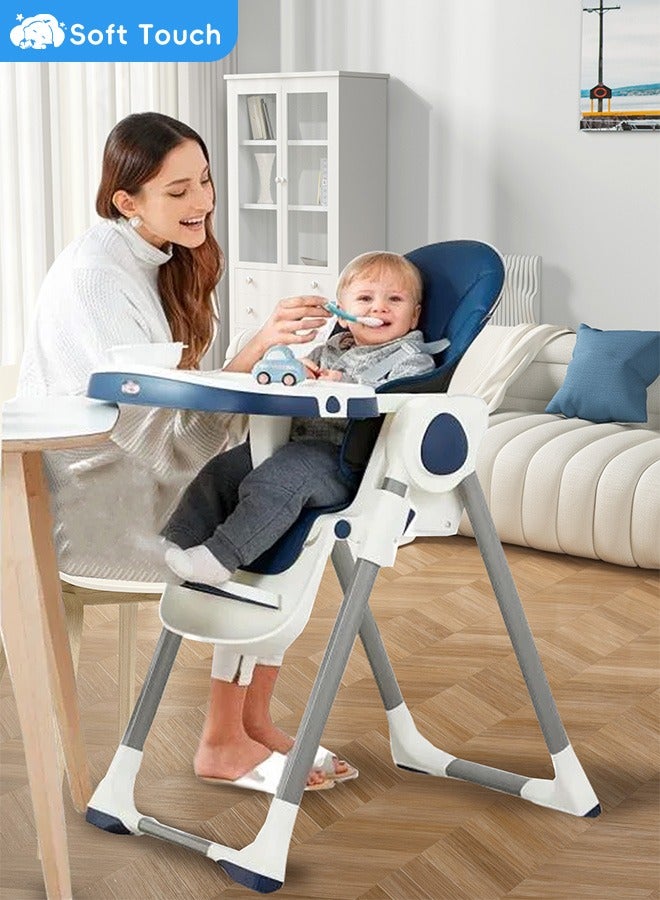 Baby High Chair Toddler Feeding Chair with Removable PU Leather and Tray