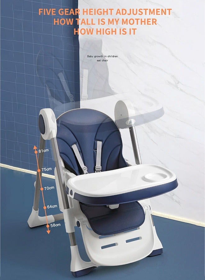 Baby High Chair Toddler Feeding Chair with Removable PU Leather and Tray