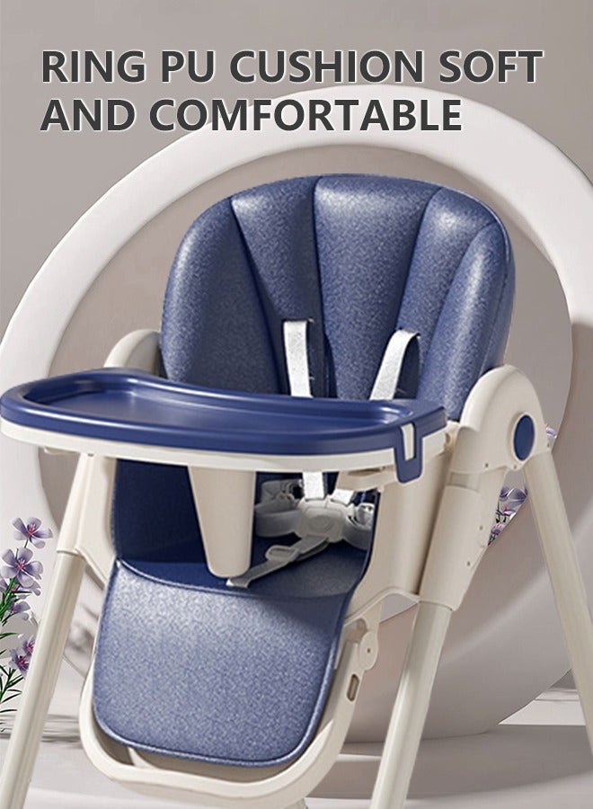 Baby High Chair Toddler Feeding Chair with Removable PU Leather and Tray