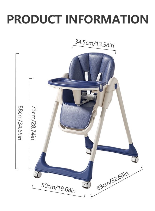 Baby High Chair Toddler Feeding Chair with Removable PU Leather and Tray