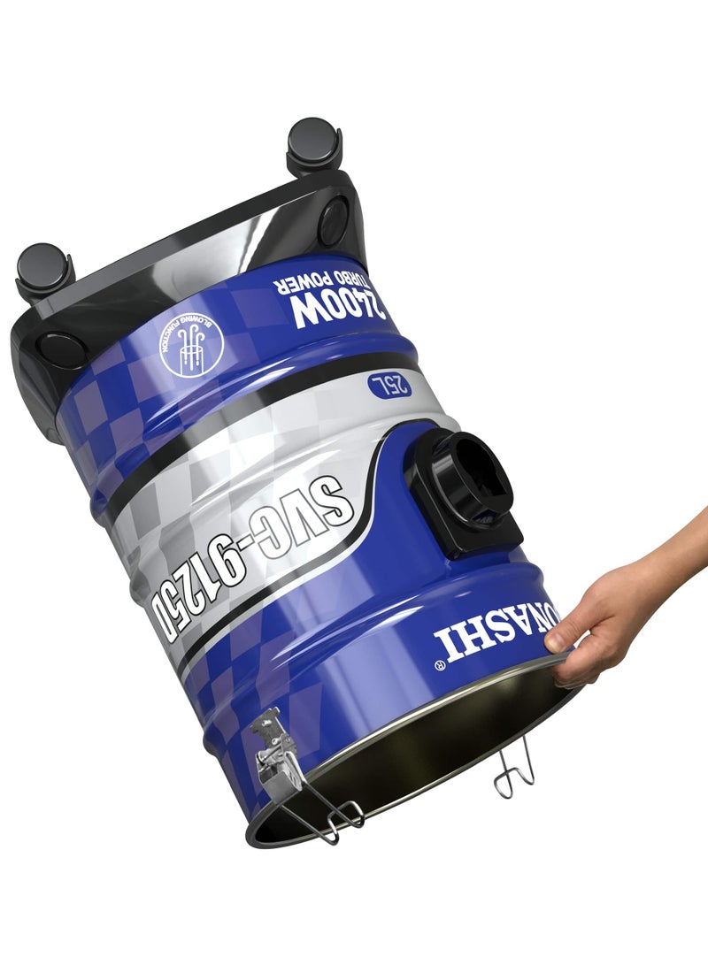 Drum Vacuum Cleaner with 25L Dust Capacity | Strong Suction with Low Noise | Multi-Stage Filtration with Dust Full Indicator | Wheel Base for Easy Use | For Home & Offices 25 L 2400 W SVC-9125D Blue