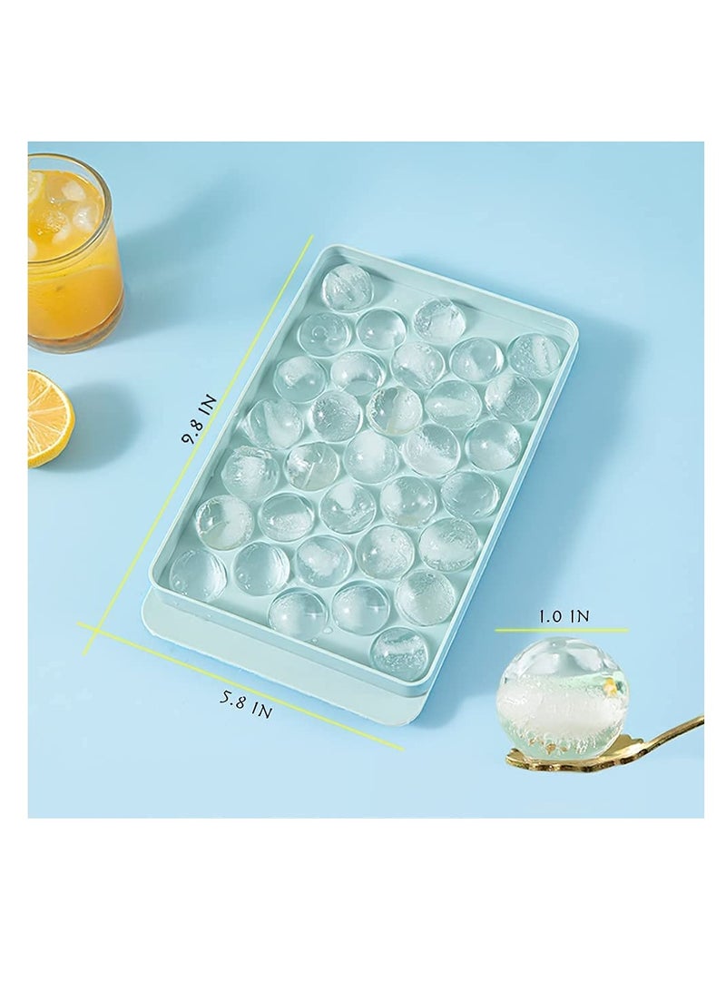 Round Ice Cube Tray,Ice Ball Maker Mold for Freezer,Easy to release Mini Circle Ice Cube Tray Making 1 in X 66PCS Sphere Ice Chilling Tea & Coffee (2 Sets, Blue)