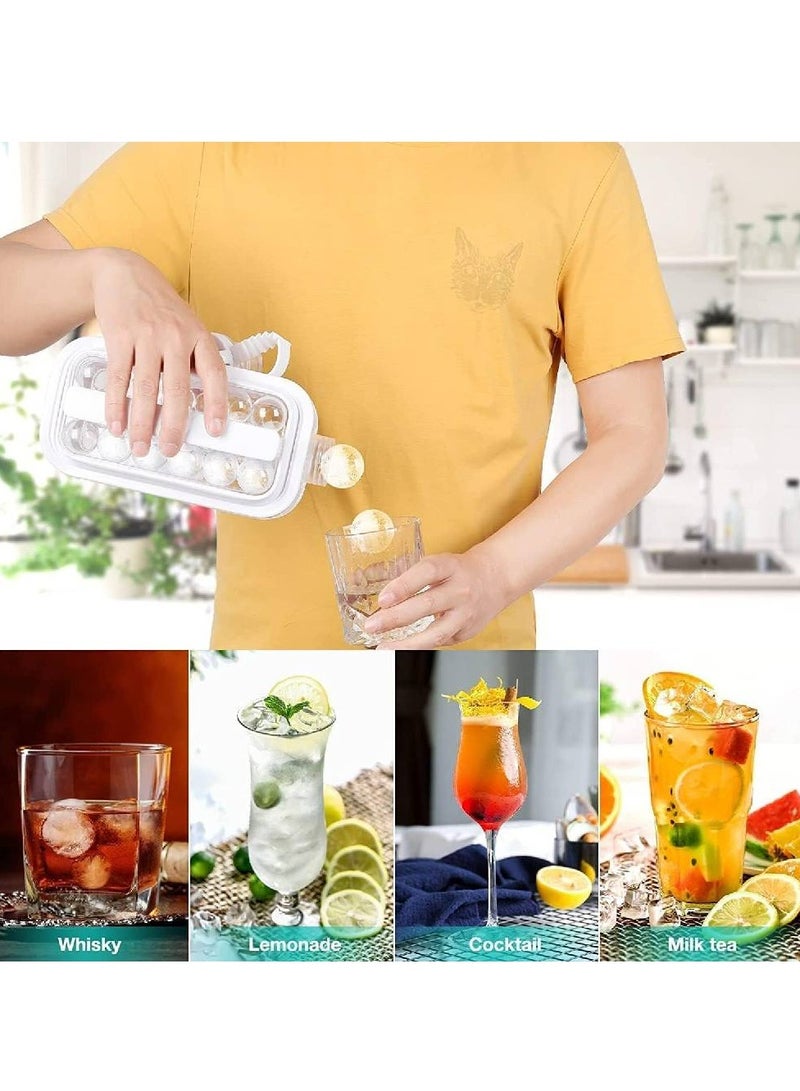 Ice Cube Molds 2 in 1 Portable Ice Ball Maker Easy to Make 17 Grids Reusable& Easy operation Suitable for Home Party Beer Whiskey Juice Champagne