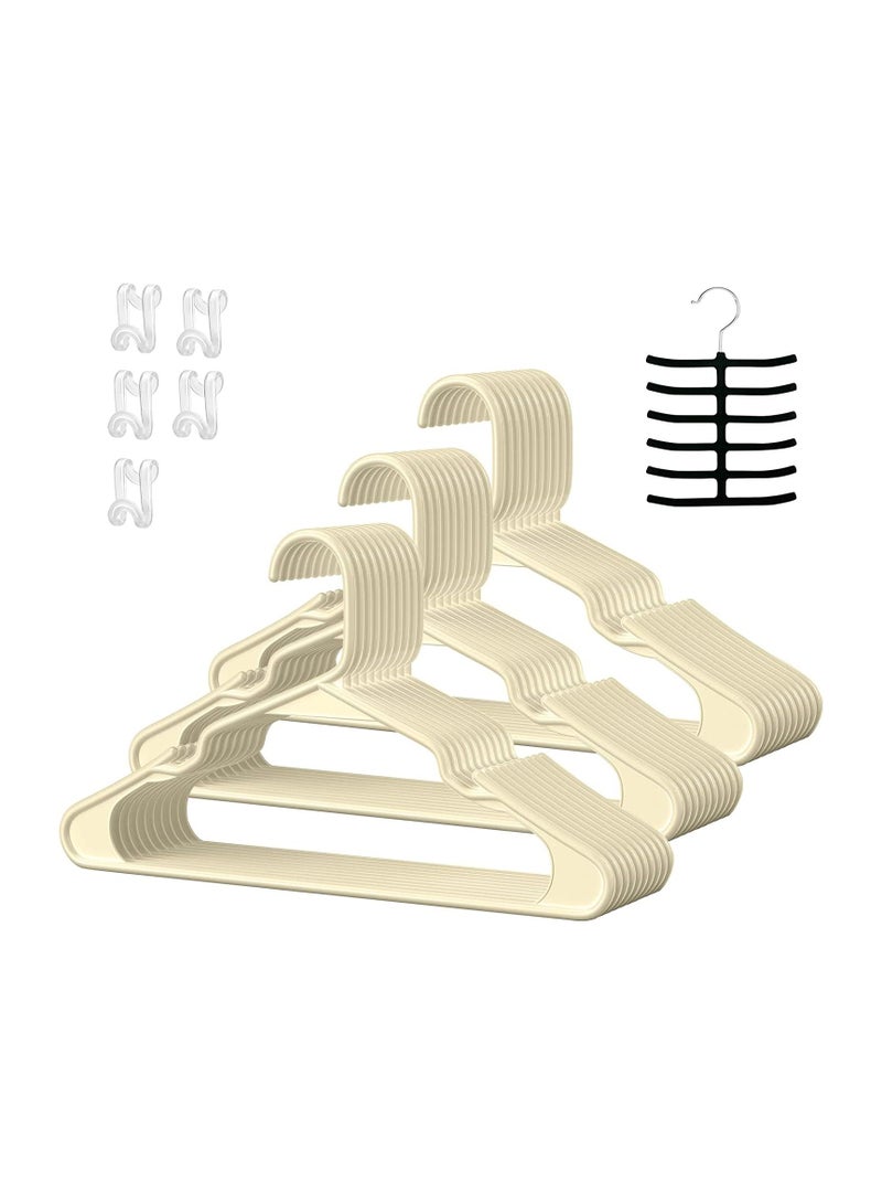 Plastic Clothes Hangers - Suit Hangers 30 Pack Ultra Thin Space Saving 360 Degree Swivel Hook Clothes Hangers Hold Up-to 10 lbs for Coats Jackets Pants - Plastic 30pcs Beige