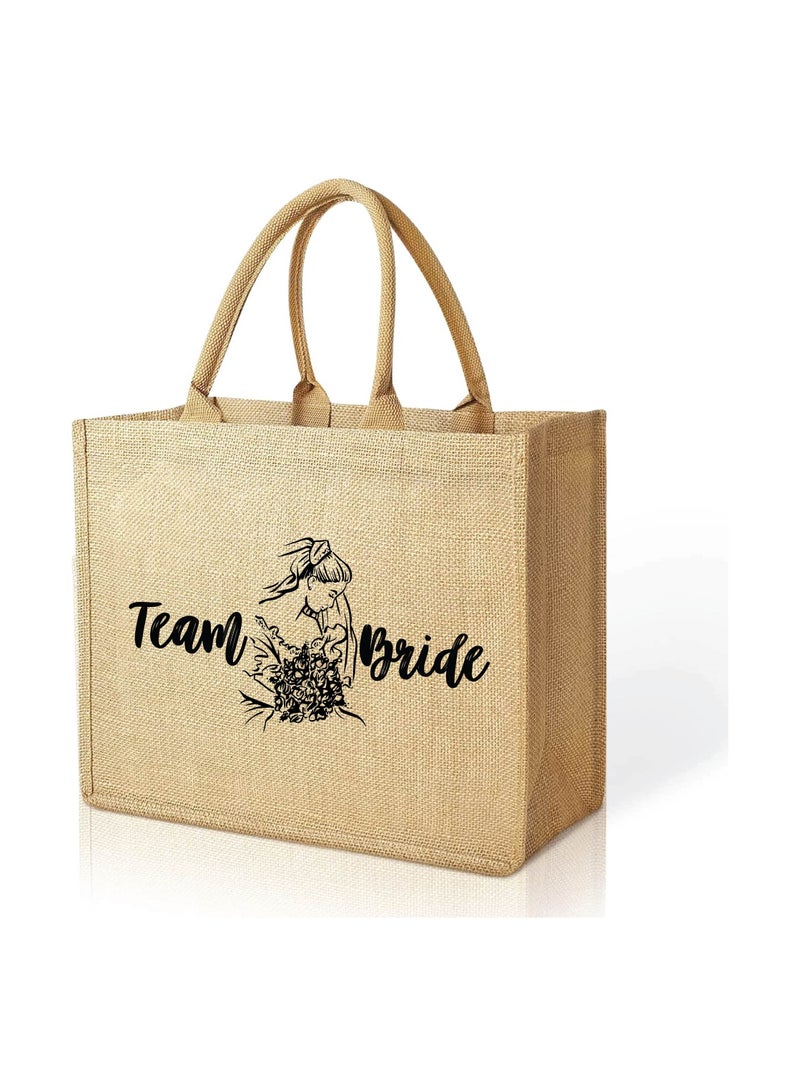 Team Bride Jute Totes - Eco-Friendly Gifts for Every Team Member - Bridesmaids Besties - Weddings and Bridal Showers Jute Bag