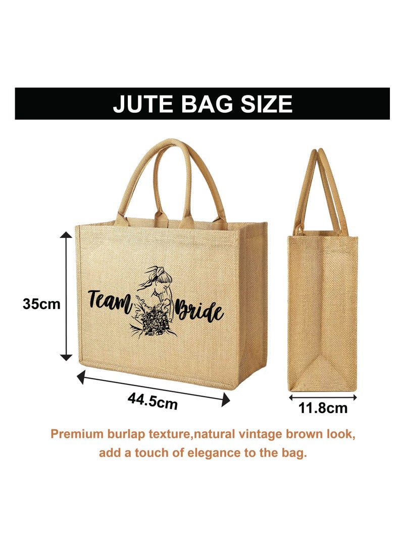 Team Bride Jute Totes - Eco-Friendly Gifts for Every Team Member - Bridesmaids Besties - Weddings and Bridal Showers Jute Bag