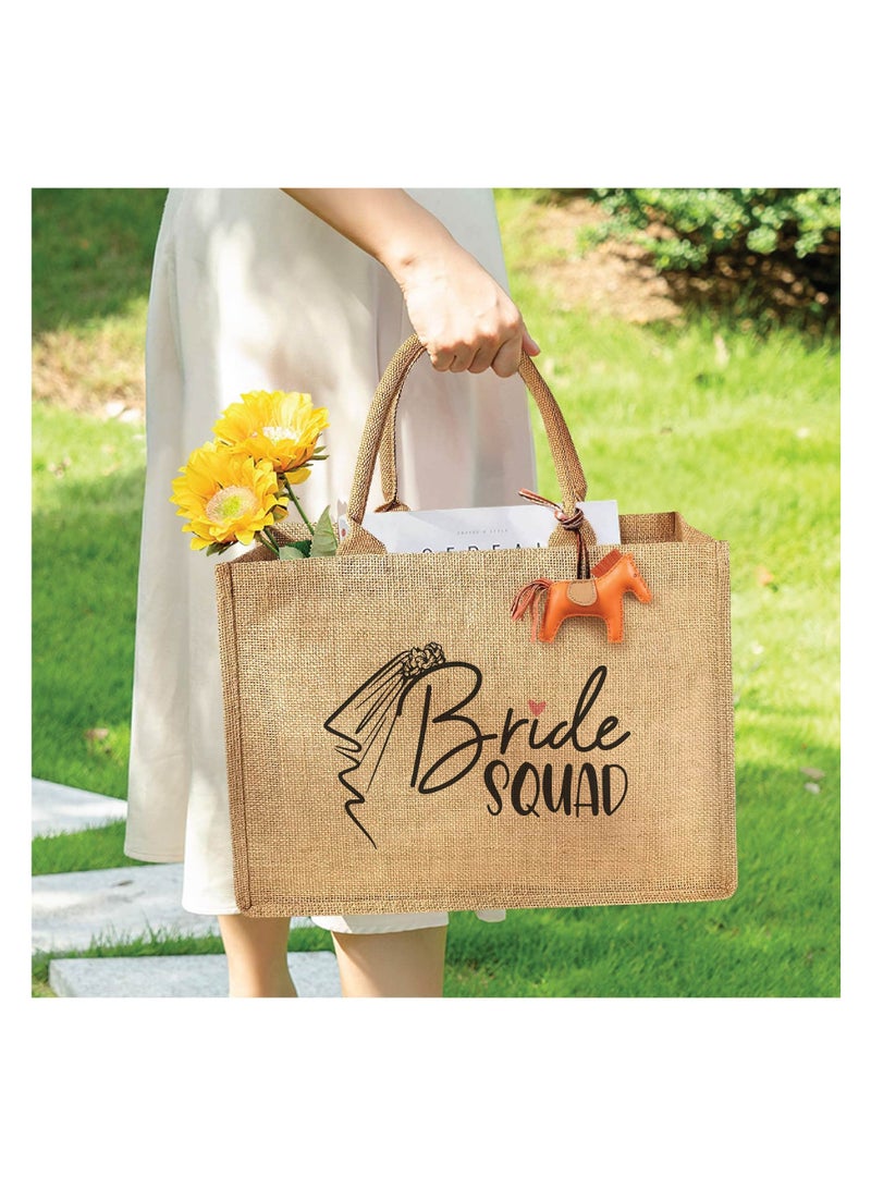 Bride Squad Jute Totes for the Perfect Party Favor - Bridesmaids - Besties - Bags for the Perfect Wedding Squad - Gift Set for Bride Squad