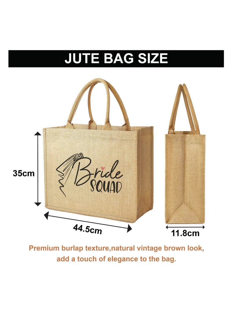 Bride Squad Jute Totes for the Perfect Party Favor - Bridesmaids - Besties - Bags for the Perfect Wedding Squad - Gift Set for Bride Squad