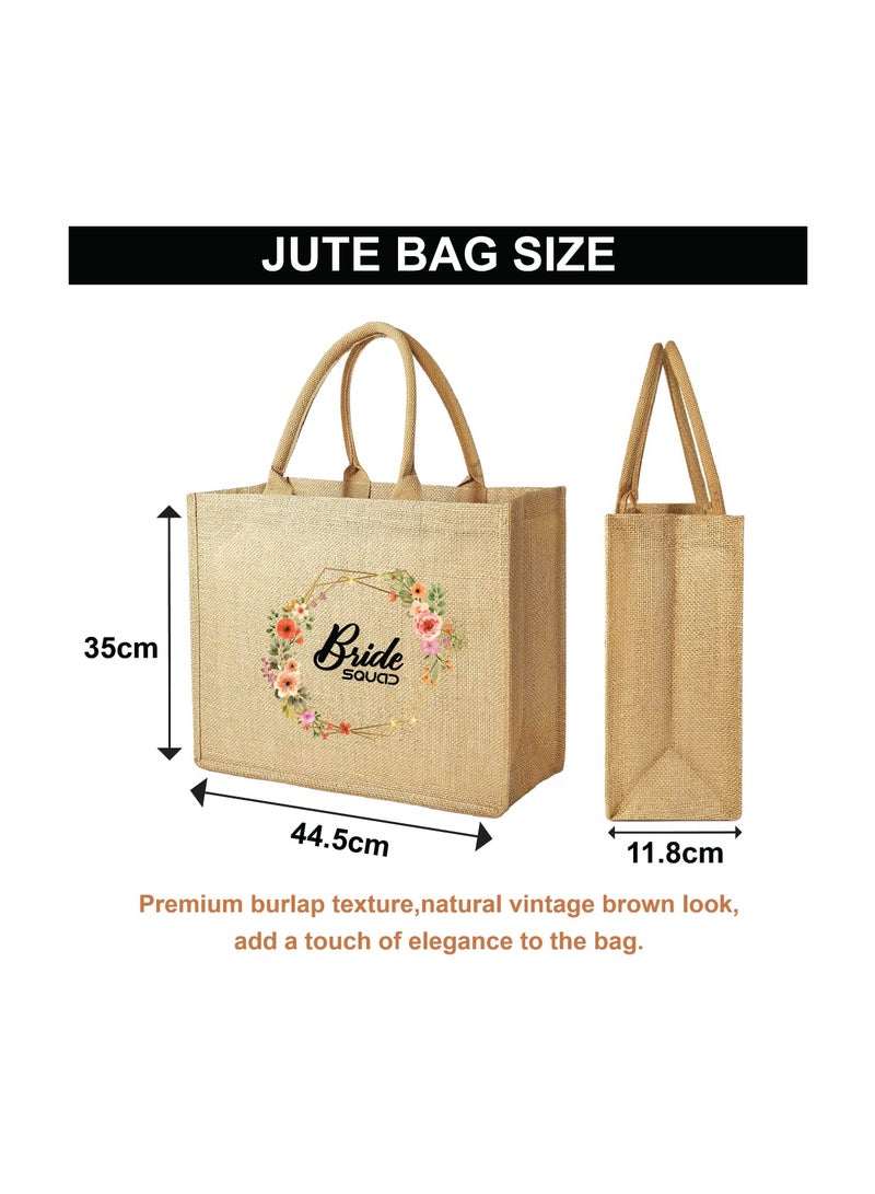 Bride Squad Jute Totes for the Perfect Party Favor - Bridesmaids - Besties - Bags for the Perfect Wedding Squad - Gift Set for Bride Squad