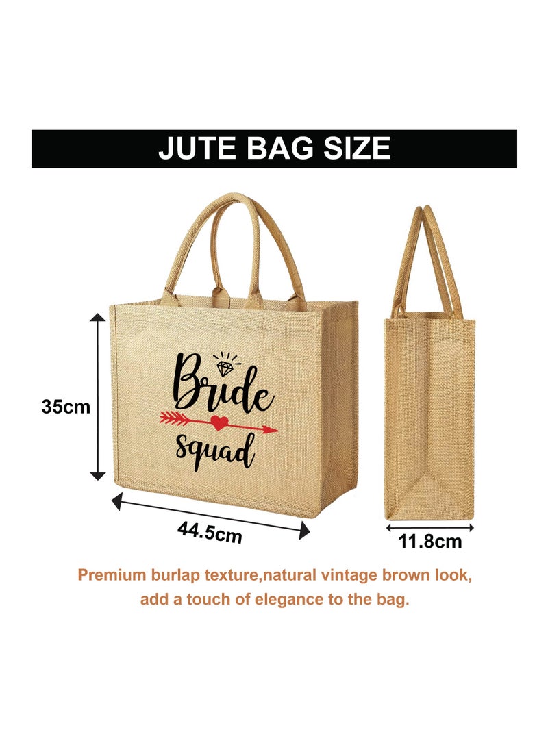 Bride Squad Jute Totes for the Perfect Party Favor - Bridesmaids - Besties - Bags for the Perfect Wedding Squad - Gift Set for Bride Squad