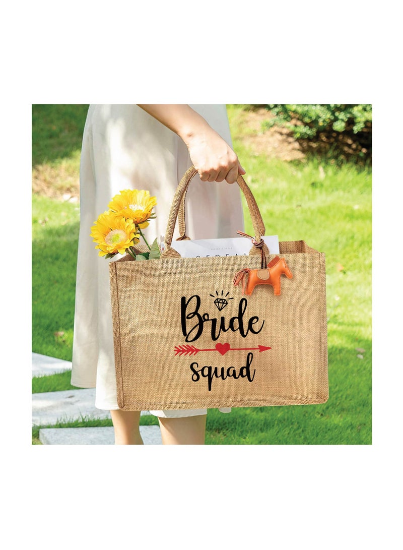 Bride Squad Jute Totes for the Perfect Party Favor - Bridesmaids - Besties - Bags for the Perfect Wedding Squad - Gift Set for Bride Squad