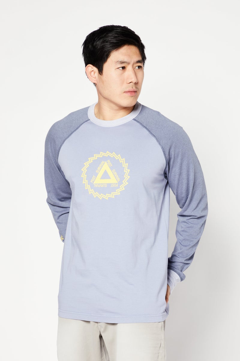 Men Crew Neck Long Sleeve Brand Logo T-Shirt, Sage Blue