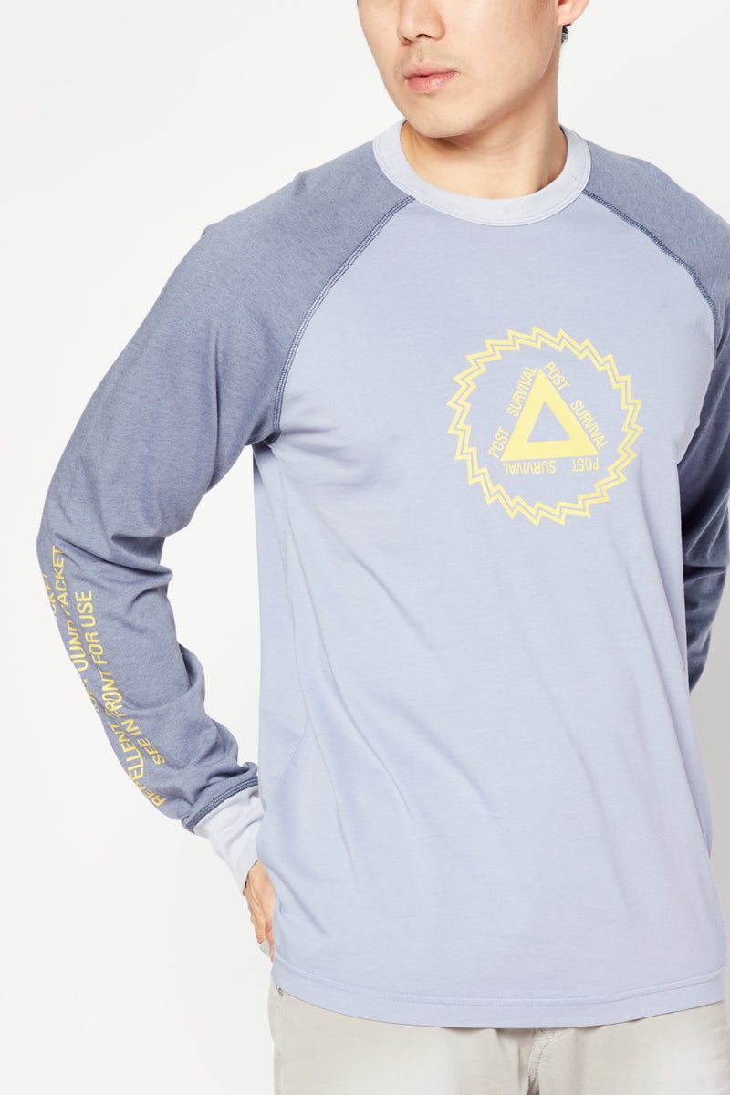 Men Crew Neck Long Sleeve Brand Logo T-Shirt, Sage Blue