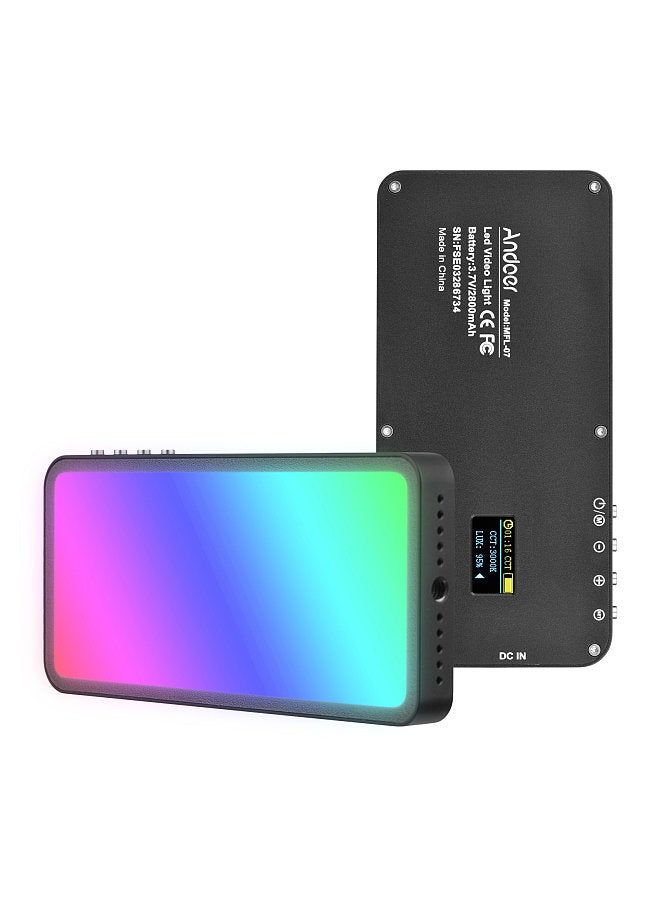 Andoer RGB LED Video Light Portable Light Panel 3000K-6500K Dimmable Brightness 30 Special Effects CRI ≥95 for Portrait Video Recording Product Photography