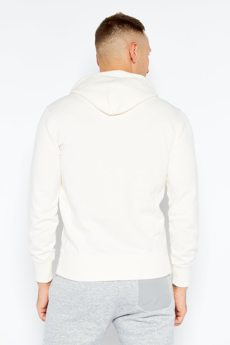 Men Sportswear Fit Long Sleeve Hooded Sweatshirt, Ivory