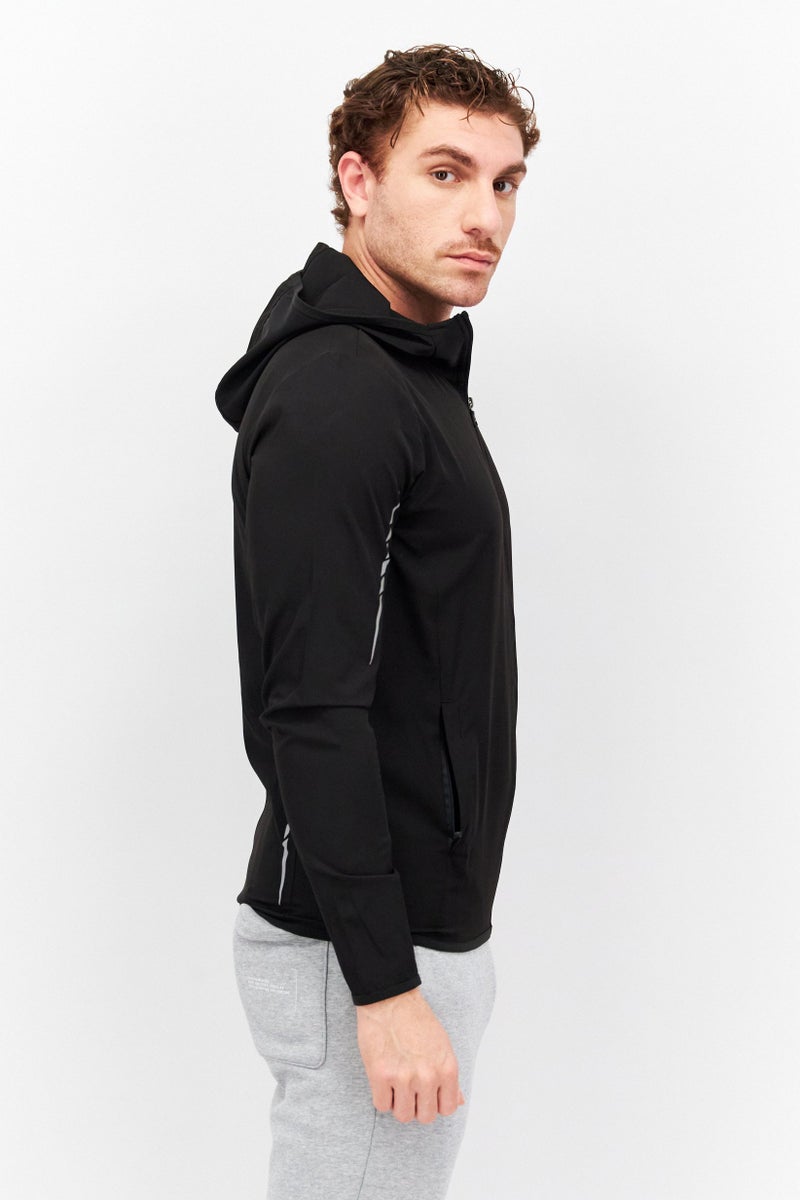 Men Sportswear Fit Long Sleeve Hooded Training Sweatshirt, Black