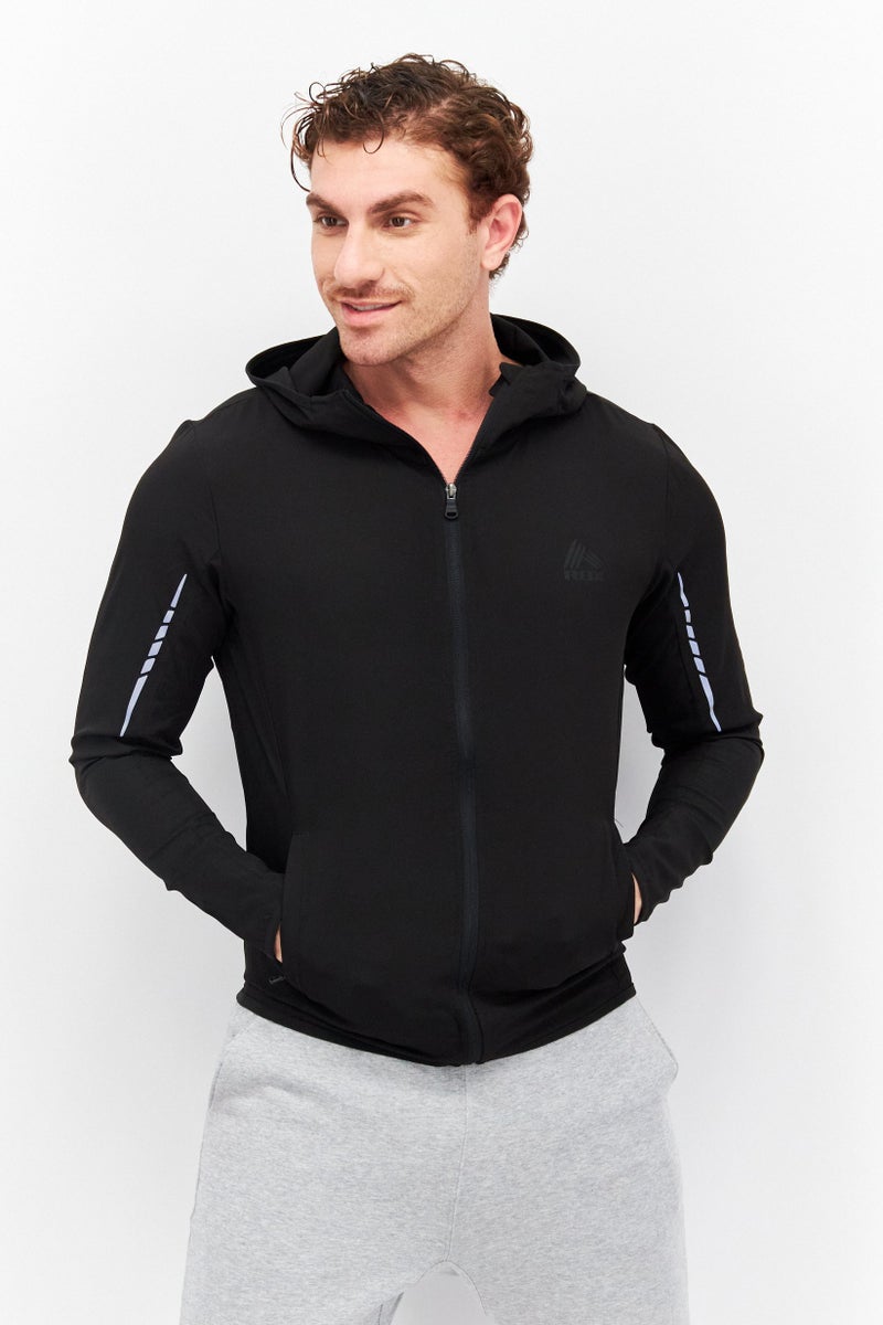 Men Sportswear Fit Long Sleeve Hooded Training Sweatshirt, Black