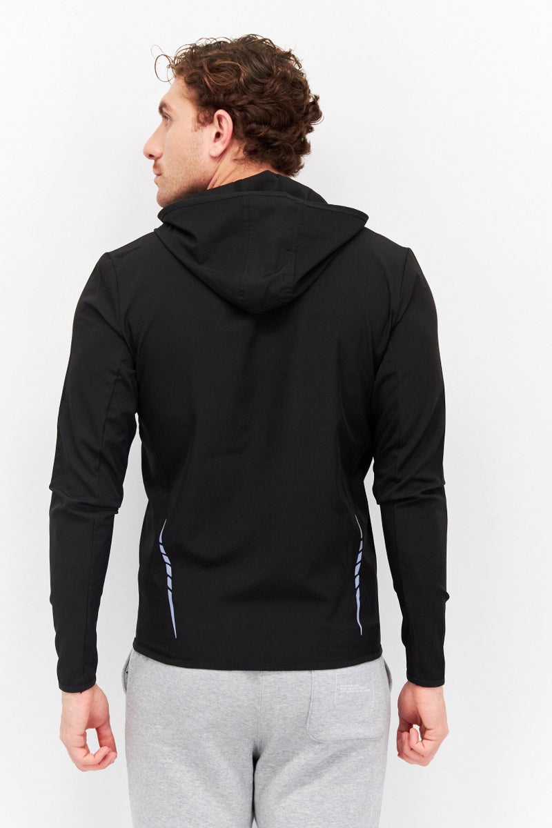 Men Sportswear Fit Long Sleeve Hooded Training Sweatshirt, Black