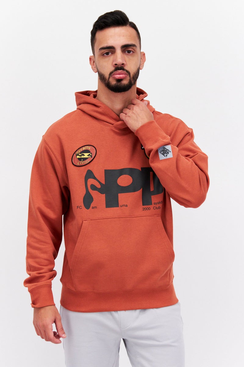 Men Sportswear Fit Long Sleeve Outdoor Sweatshirt, Rust Brown